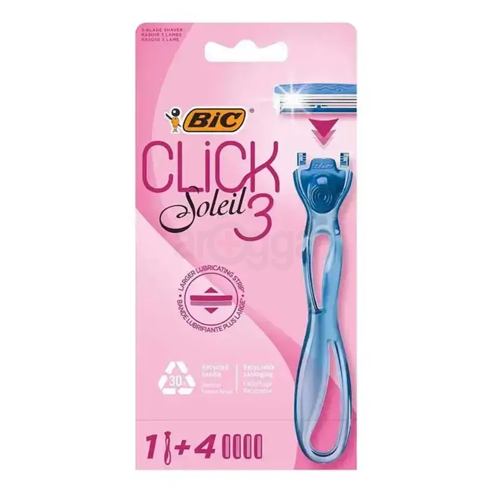 BIC Soleil Click 3 Women's Disposable Razor (1 Handle and 4 Snap-in Cartridges)  