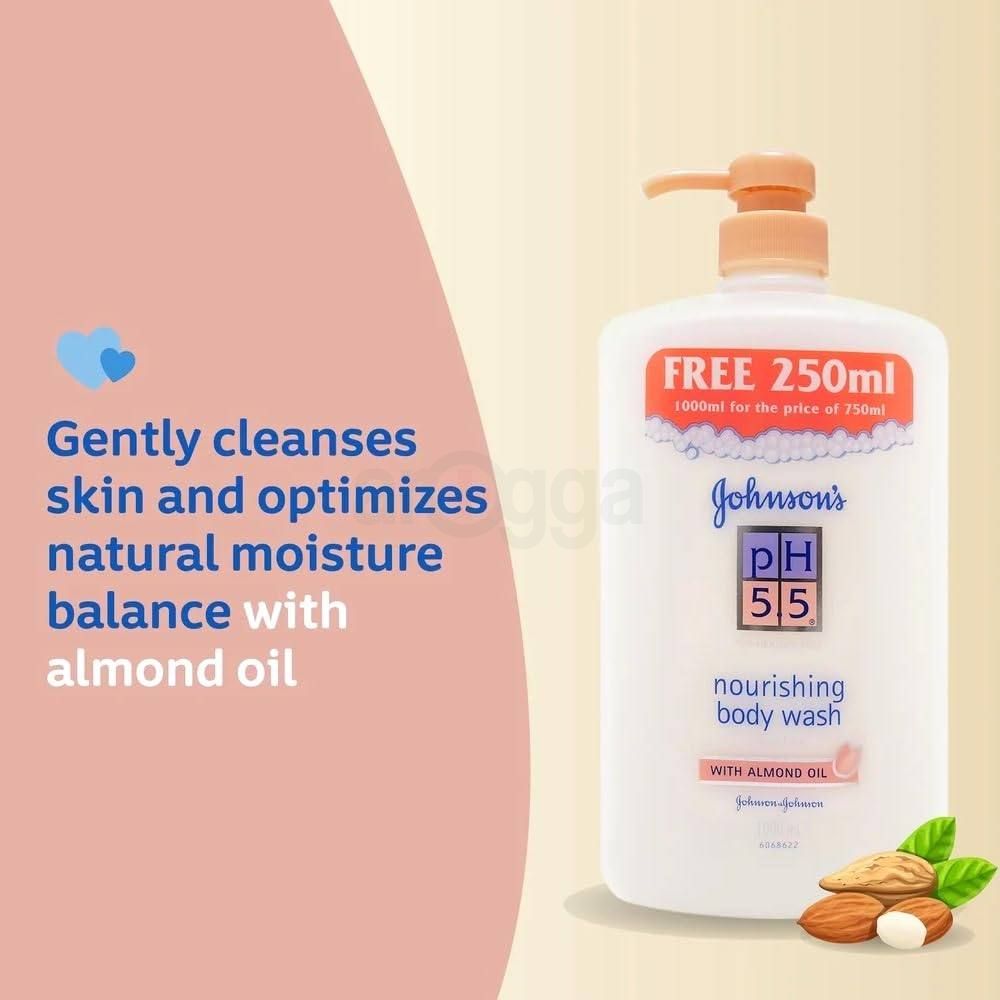 Johnson's Soap Free Nourishing Body Wash pH 5.5 with Almond Oil for Healthy Skin   