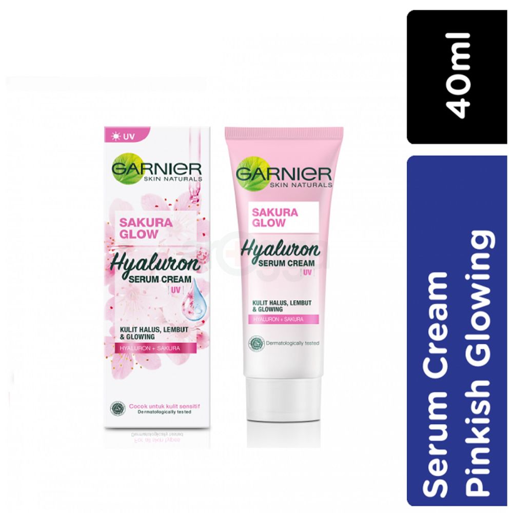 Garnier Sakura Glow Hyaluron Serum Cream with Kulit Halus,Lembut & Glowing Extracts  