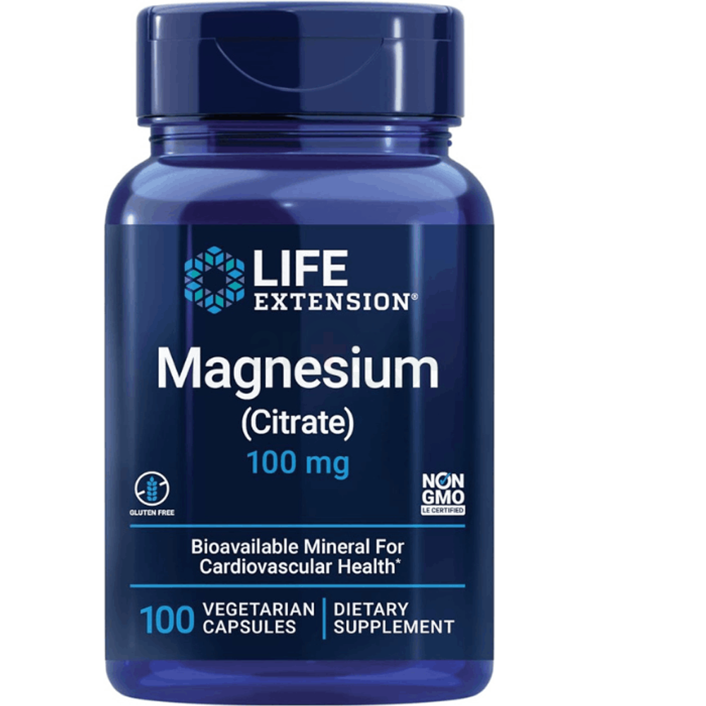 Life Extension Magnesium (Citrate) 100 mg For Men and Women 100 Vegetarian Capsules  