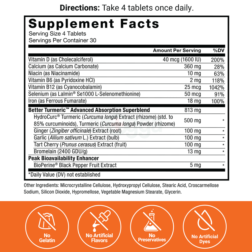 Force Factor Better Turmeric, Curcumin Supplement for Inflammation, Capsules Alternative, 120 Tablets  