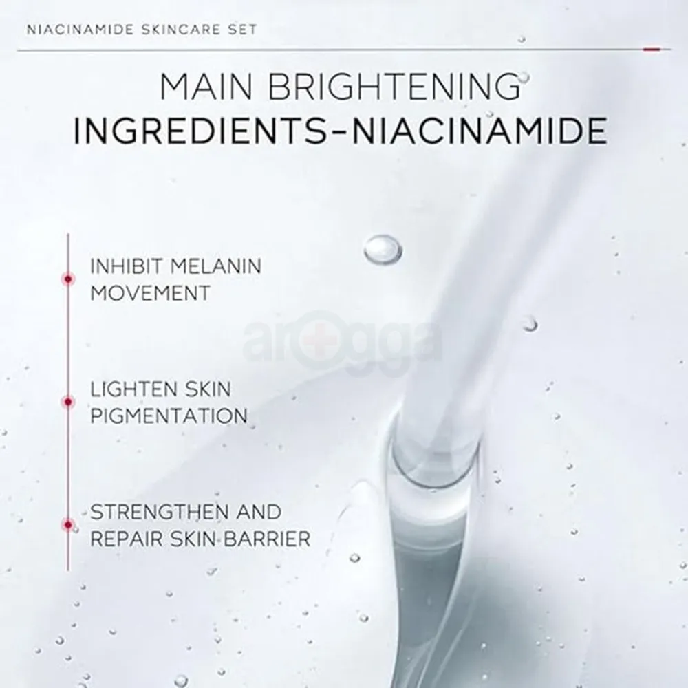 Laikou Pro Niacinamide Brightening Skincare Set-4 Pieces (Cleanser, Toner, Serum, cream)  