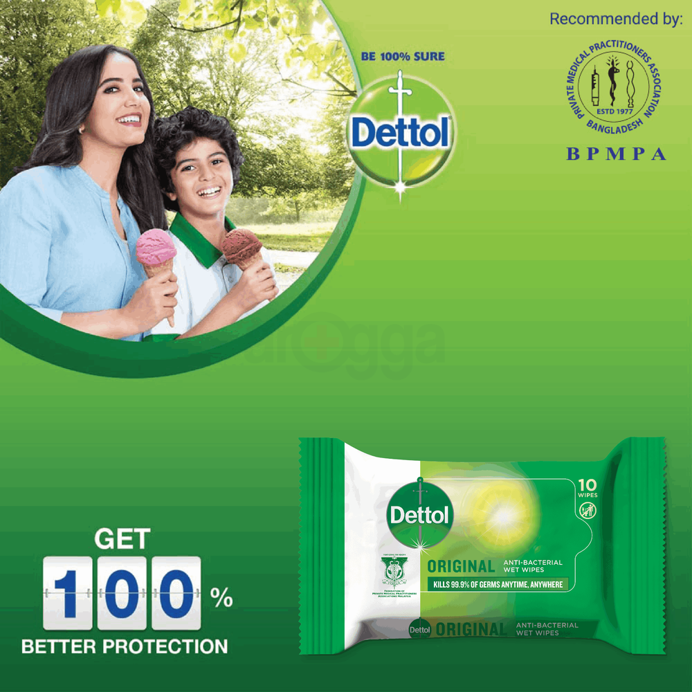 Dettol Anti Bacterial Disinfectant Wet Wipes Single Pack  