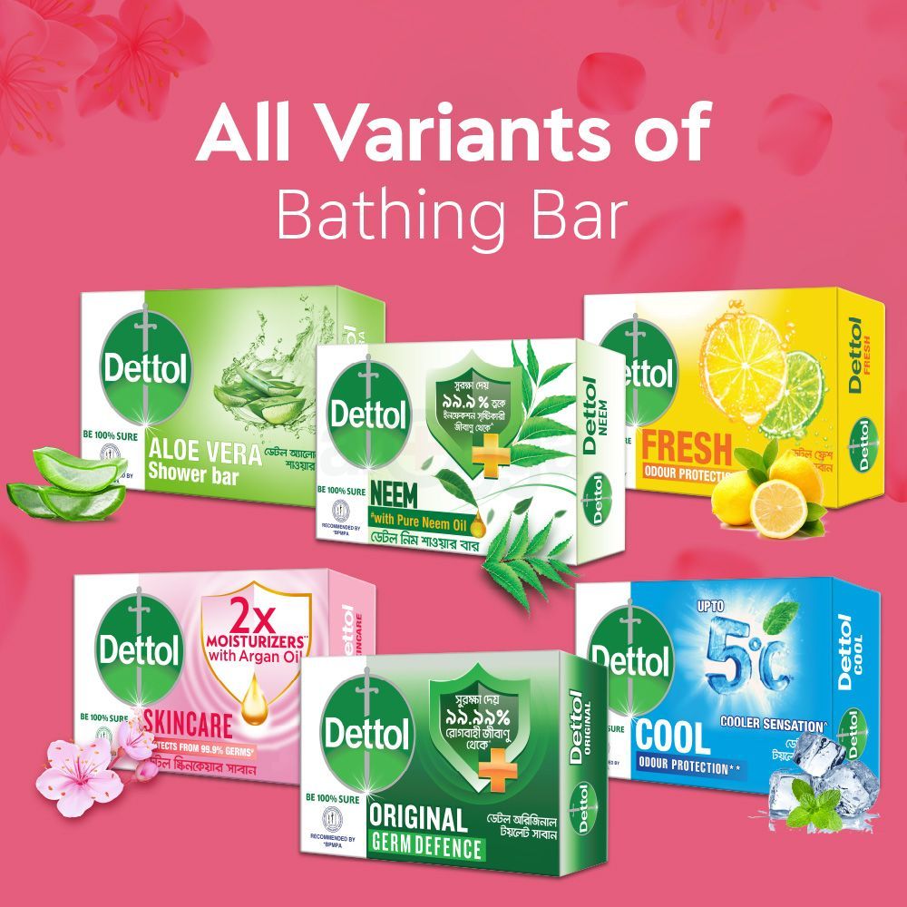 Dettol Soap Skincare Pack of 3 (75gm X 3), 2X Moisturizers with Argan Oil Bathing Bar  