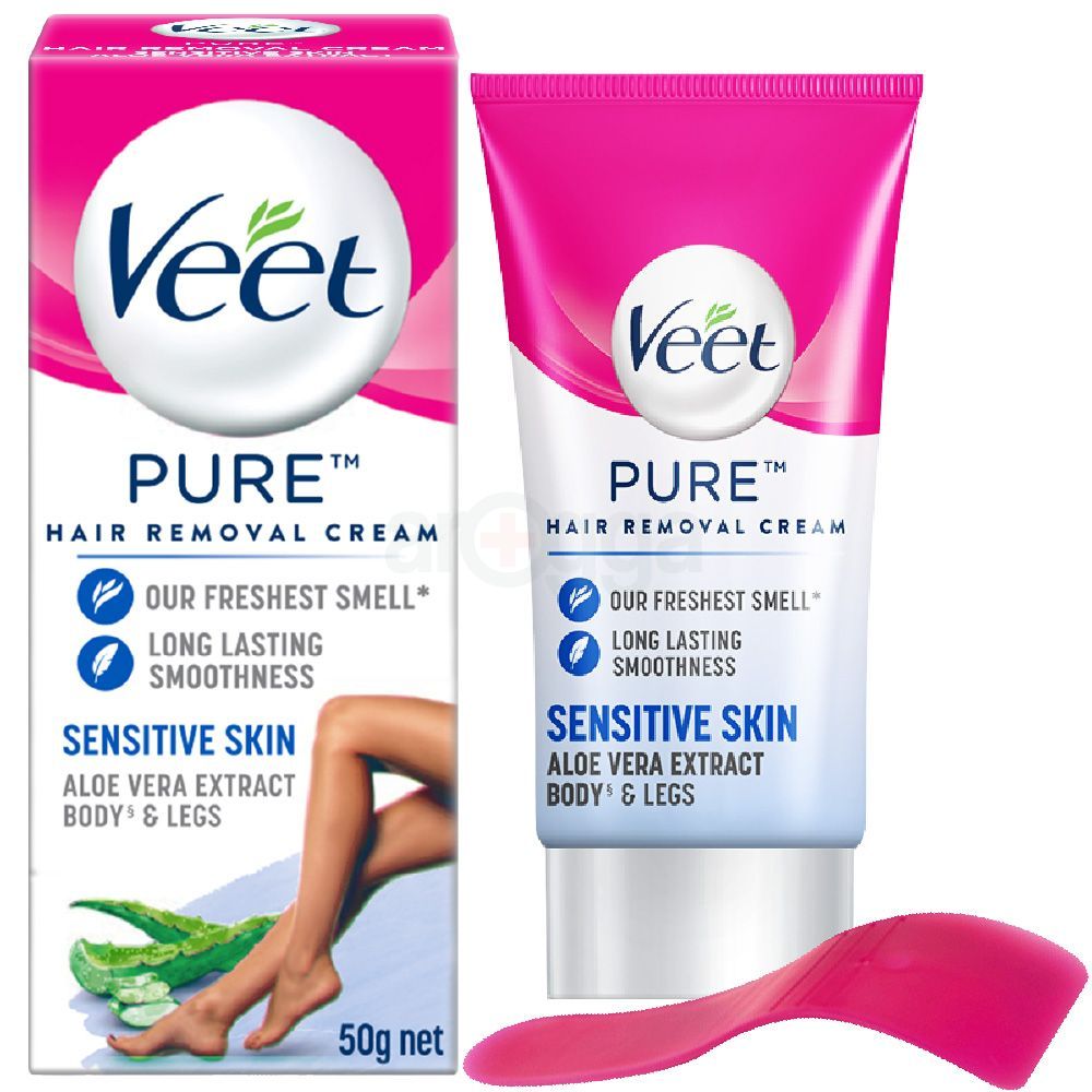 Veet Hair Removal Cream 25gm Sensitive Skin for Body & Legs, Get Salon-like Silky Smooth Skin with 5 in 1 Skin Benefits  