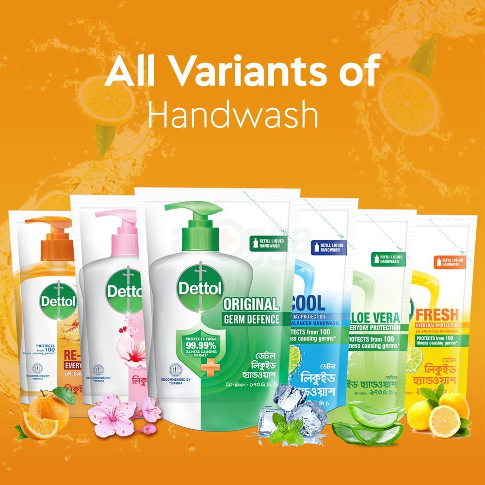 Dettol Handwash Refill 170ml X 2 Re-Energize pH-Balanced Liquid Soap formula  