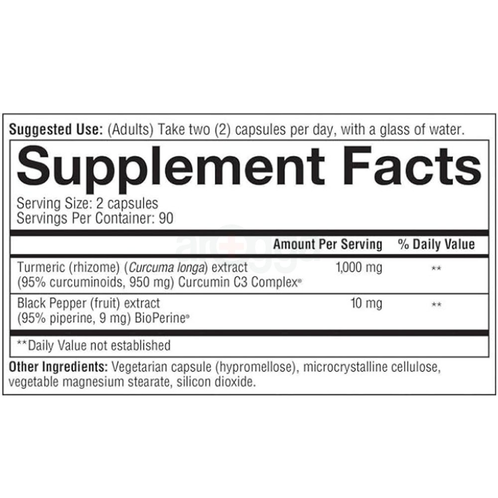 Youtheory Turmeric Extra Strength Formula Capsules 1,000 mg per Daily, 180 Count  