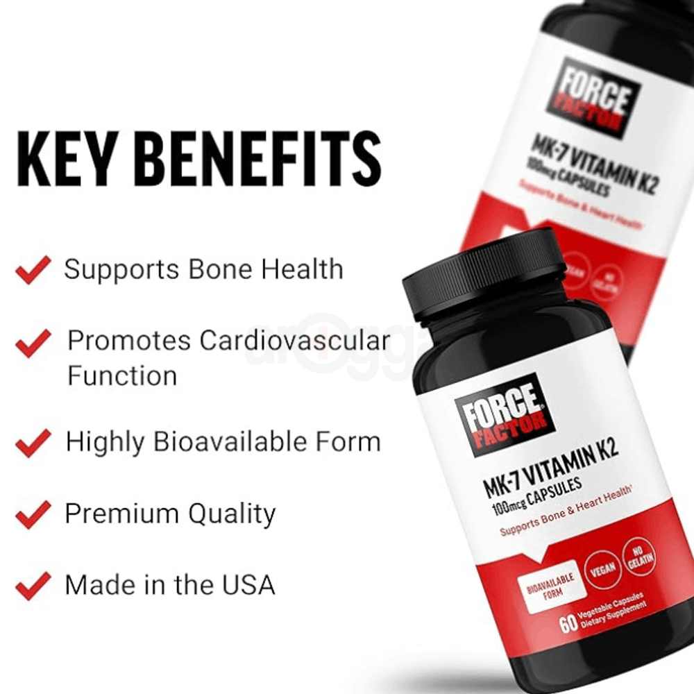 FORCE FACTOR MK-7 Vitamin K2 100mg 60 Capsules
  