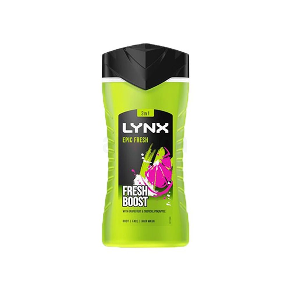 Lynx 3 in 1 Epic Fresh Boost Body Face & Hair Wash with Grapefruit & Tropical Pineapple  