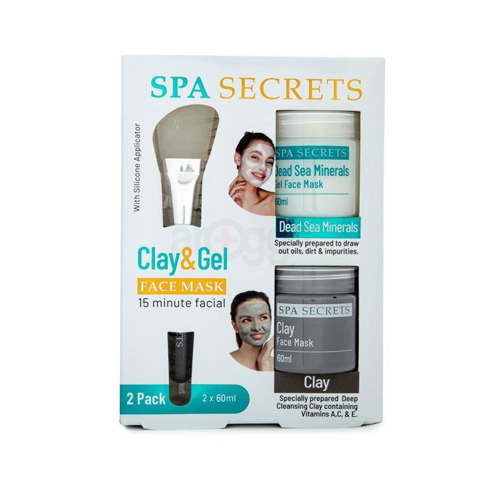 Spa Secrets Clay & Gel Face Mask Set for Smooth and Refine Skin Texture (Deep Sea Minerals 60ml, Clay 60ml)  