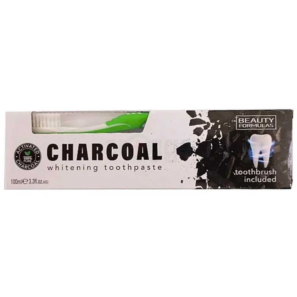 Beauty Formulas Charcoal Whitening Toothpaste with Toothbrush  