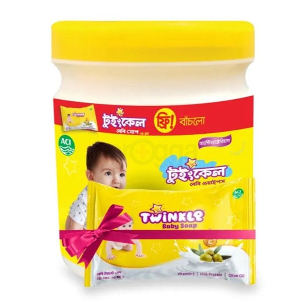 Twinkle Baby Wipes Jar 160 pcs Get Twinkle baby Soap 35 gm Free  