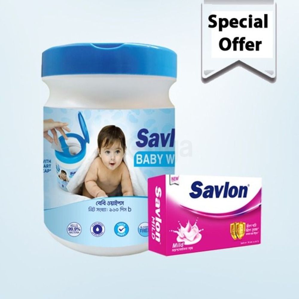 Savlon Baby Wipes 160'S Jar Get Savlon Soap 75gm Free  