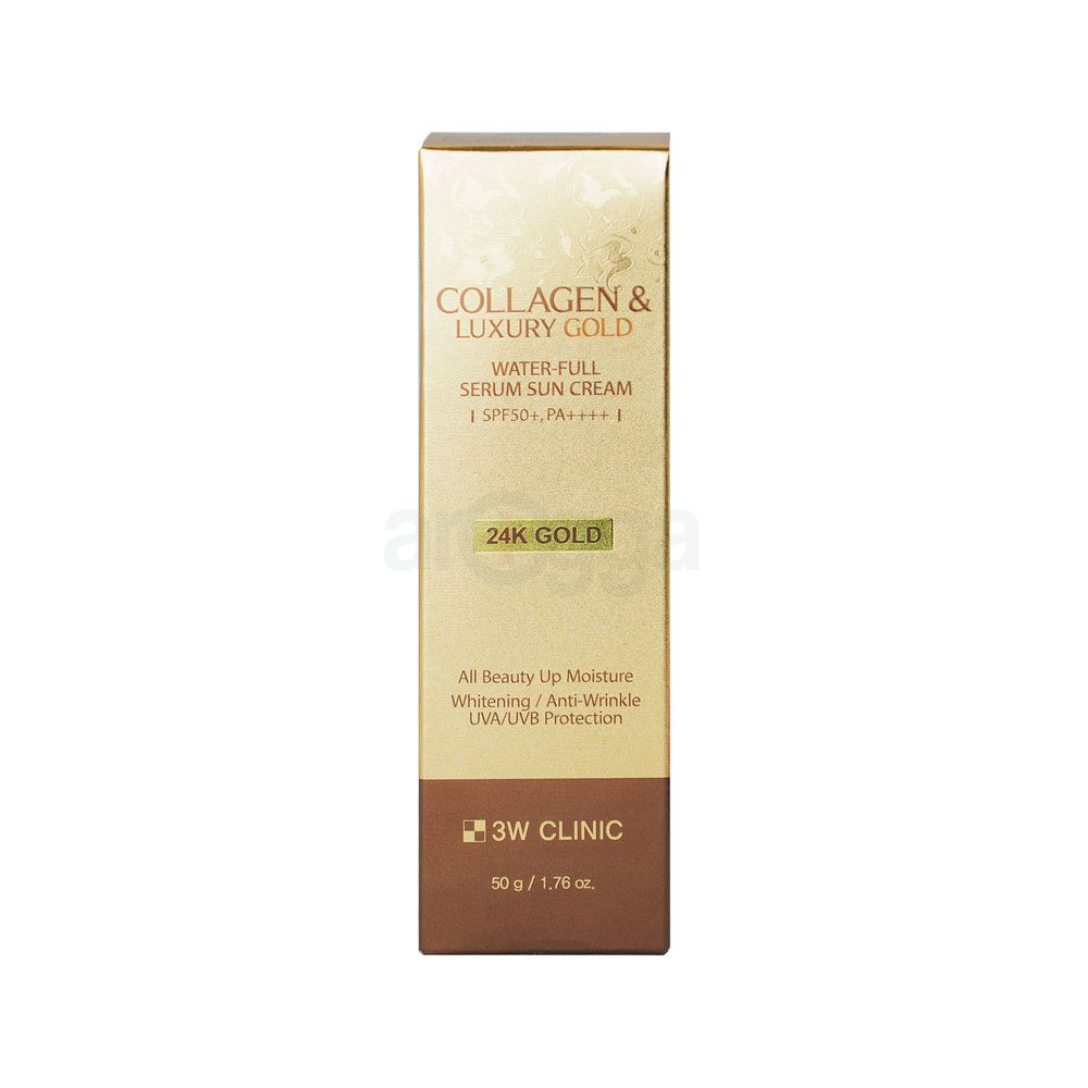 3W Clinic Collagen and Luxury 24K Gold  Water Full Serum Sun Cream with SPF 50+ PA++++  