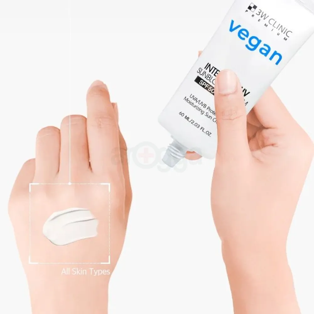 3W Clinic Premium Vegan Intensive UV Sunblock Cream SPF50+ PA+++  