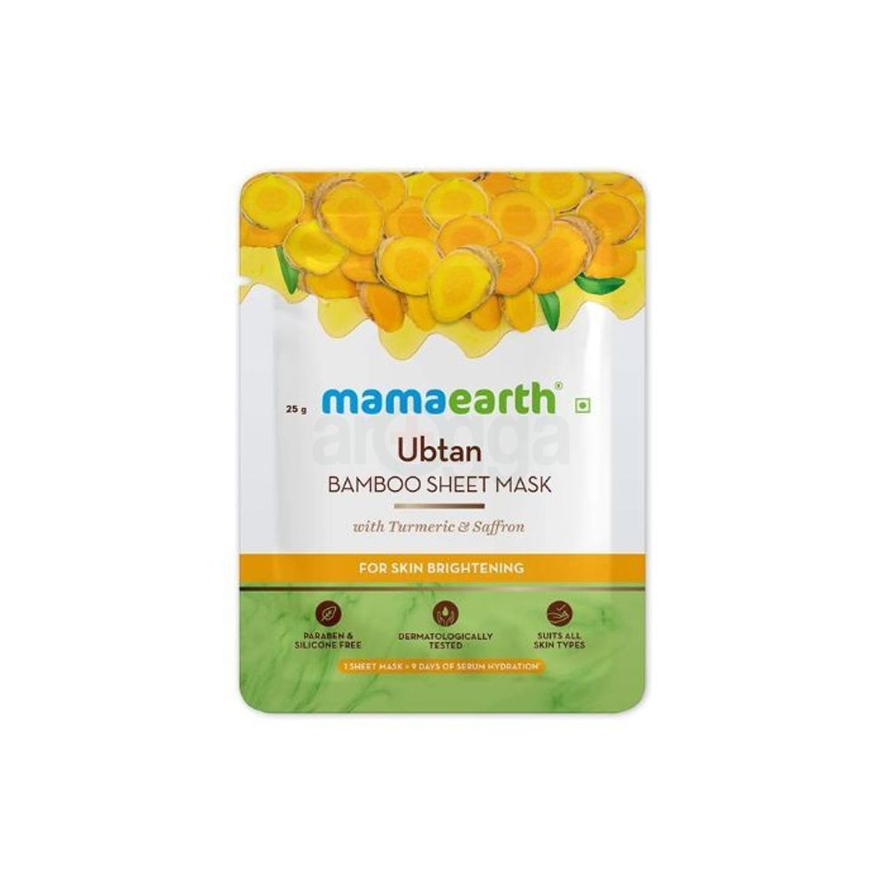 Mamaearth Ubtan Bamboo Sheet Mask with Turmeric & Saffron for Skin Brightening  