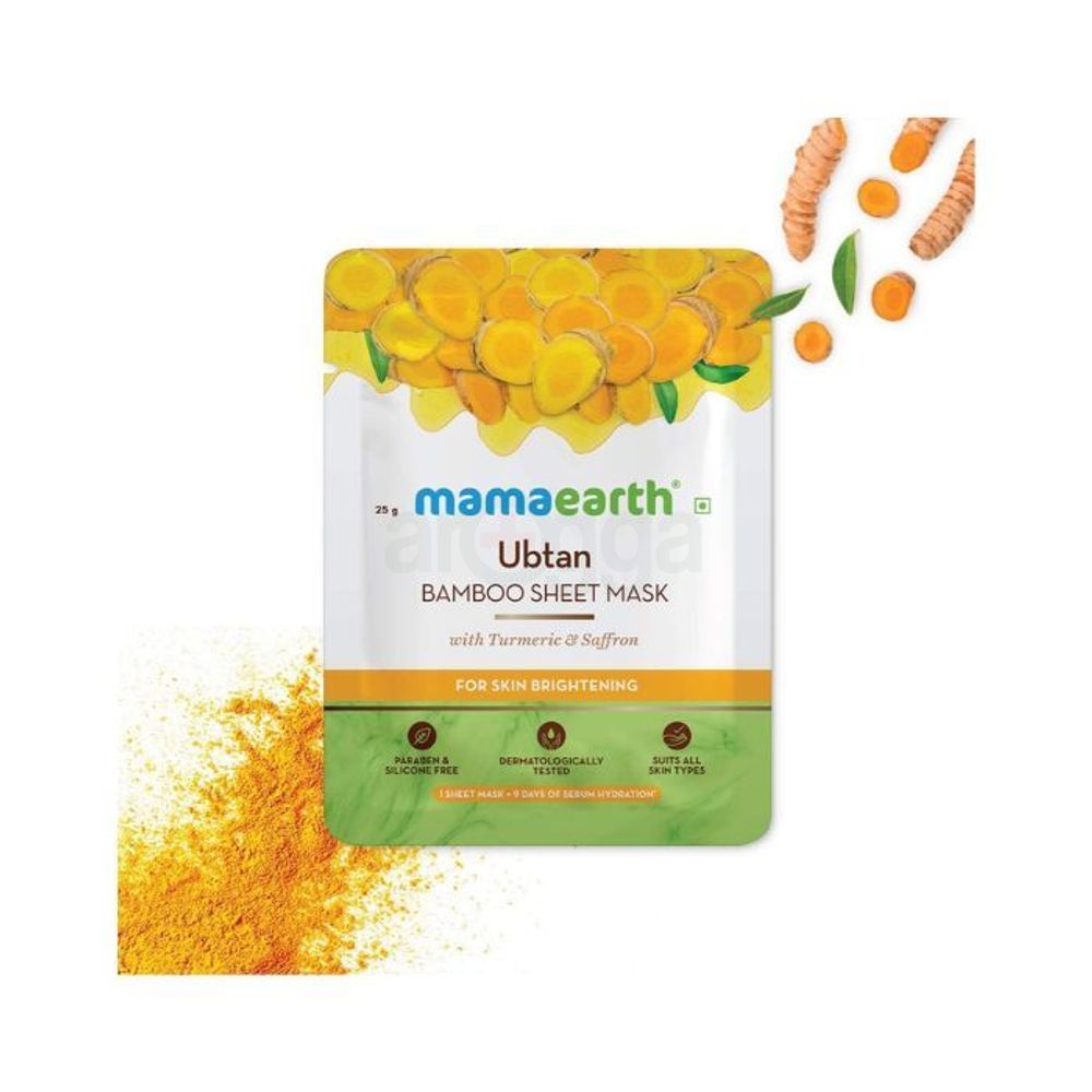 Mamaearth Ubtan Bamboo Sheet Mask with Turmeric & Saffron for Skin Brightening  