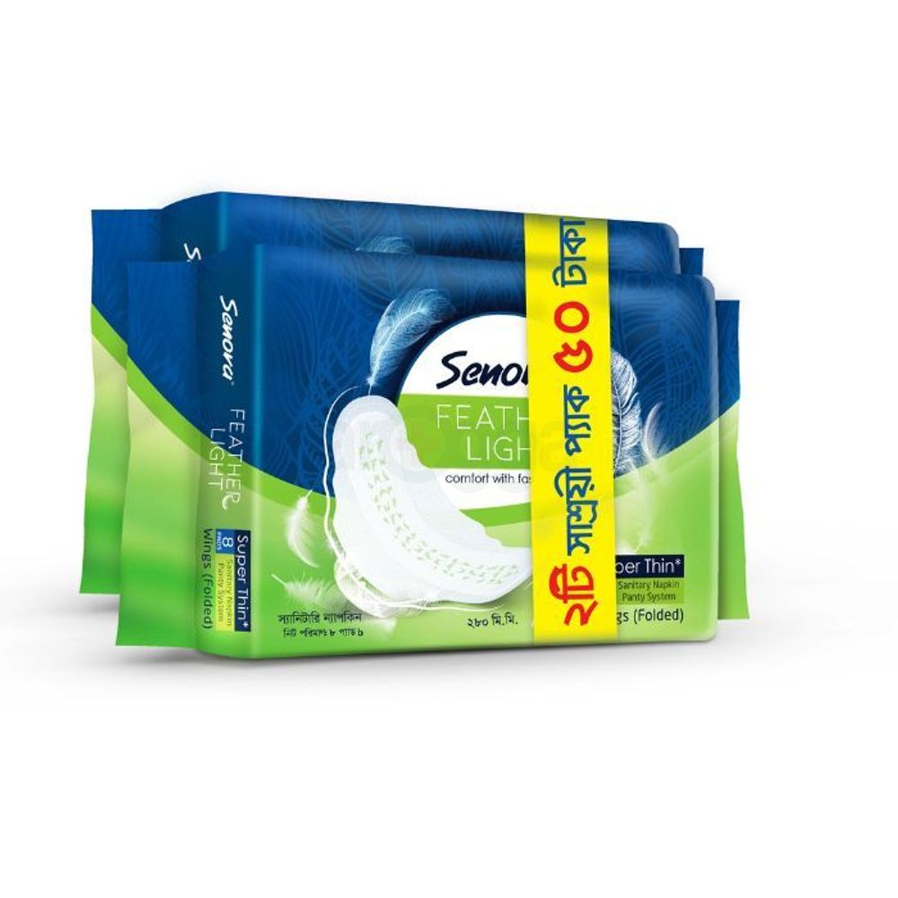 Senora Feather Light Sanitary Napkin 8 Pads ( Buy 2 Get 50 TAKA OFF )  