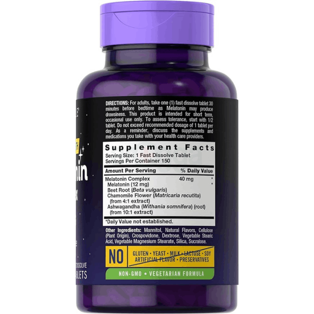 Carlyle Melatonin 40mg Complex | 150 Fast Dissolve Tablets | Extra Strength Support  