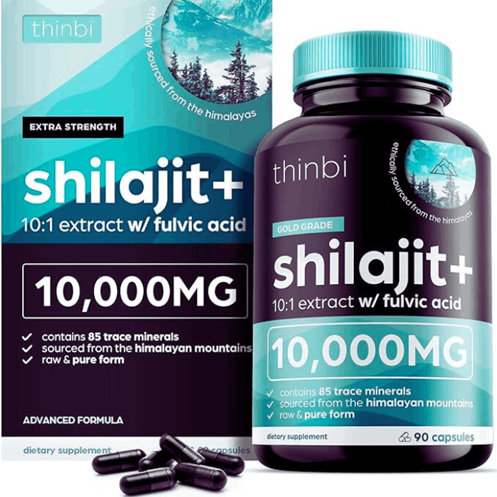 Thinbi Pure Himalayan Shilajit 10000mg Maximum Potency Organic Capsules 90 Count	
  
