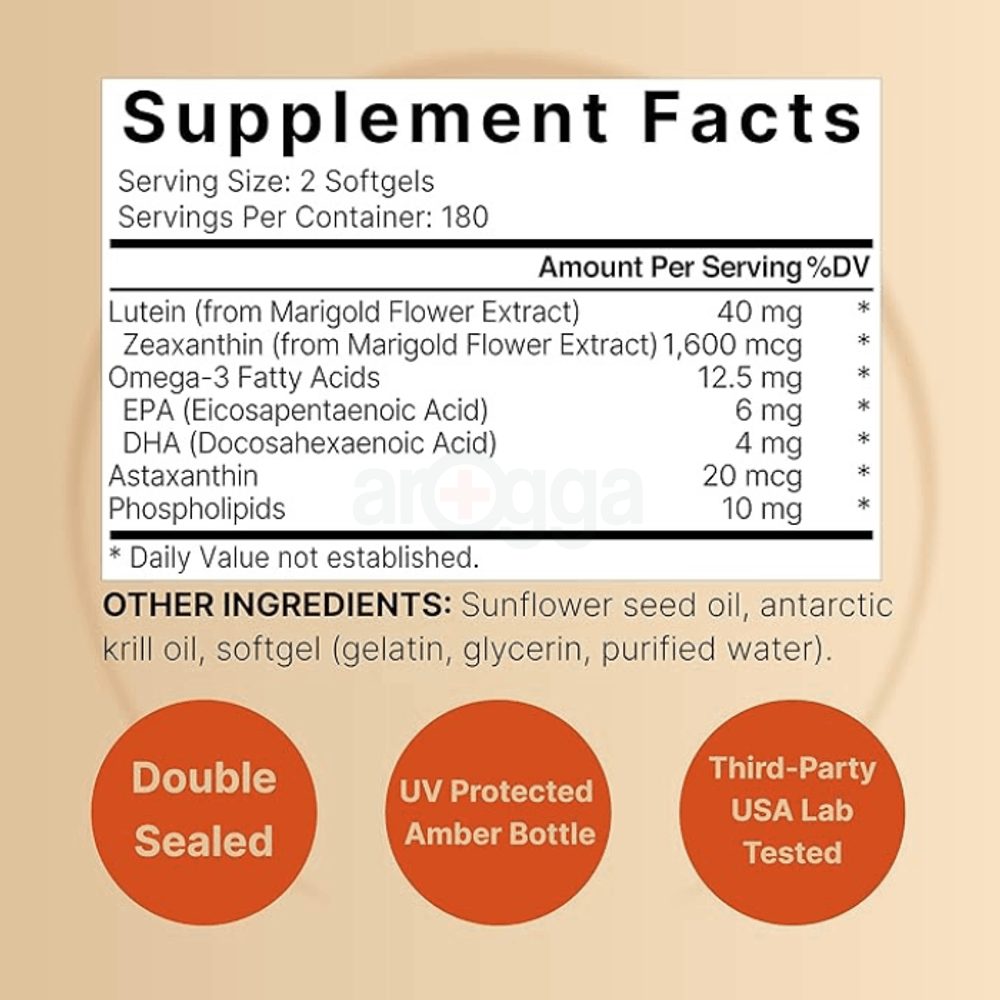 NatureBell Lutein 40mg and Zeaxanthin 1,600mcg Per Serving, 360 Softgels  