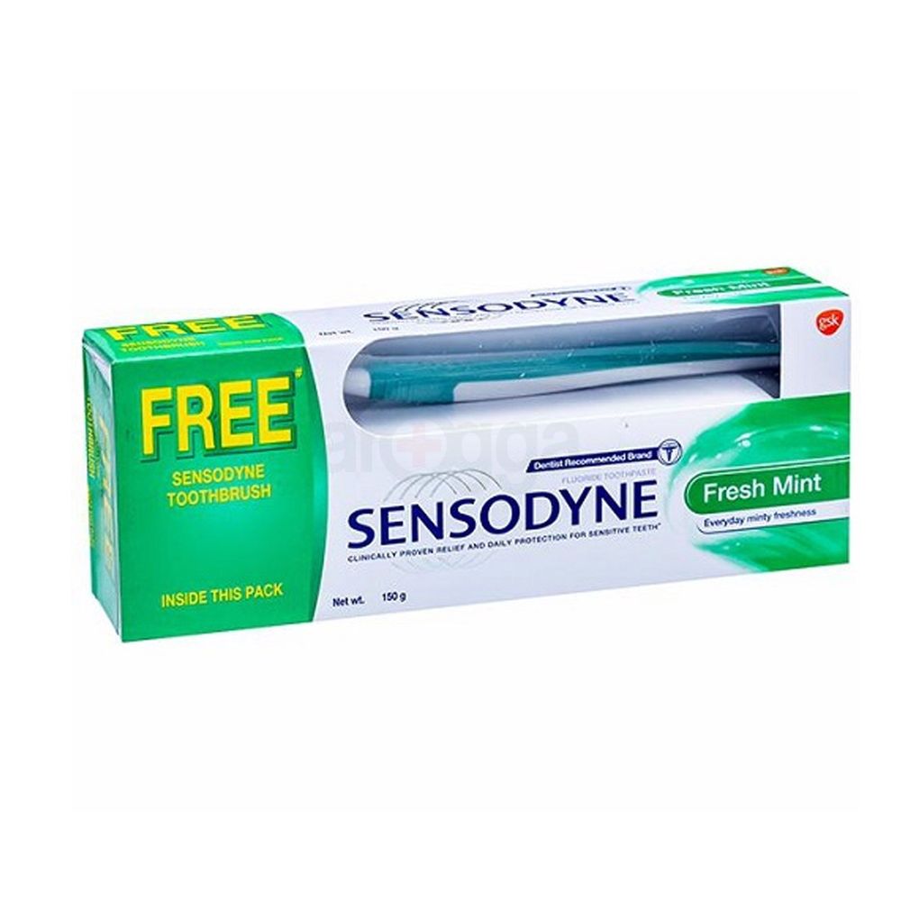 Sensodyne Fresh Mint Toothpaste (Free Sensodyne Toothbrush) 150gm  