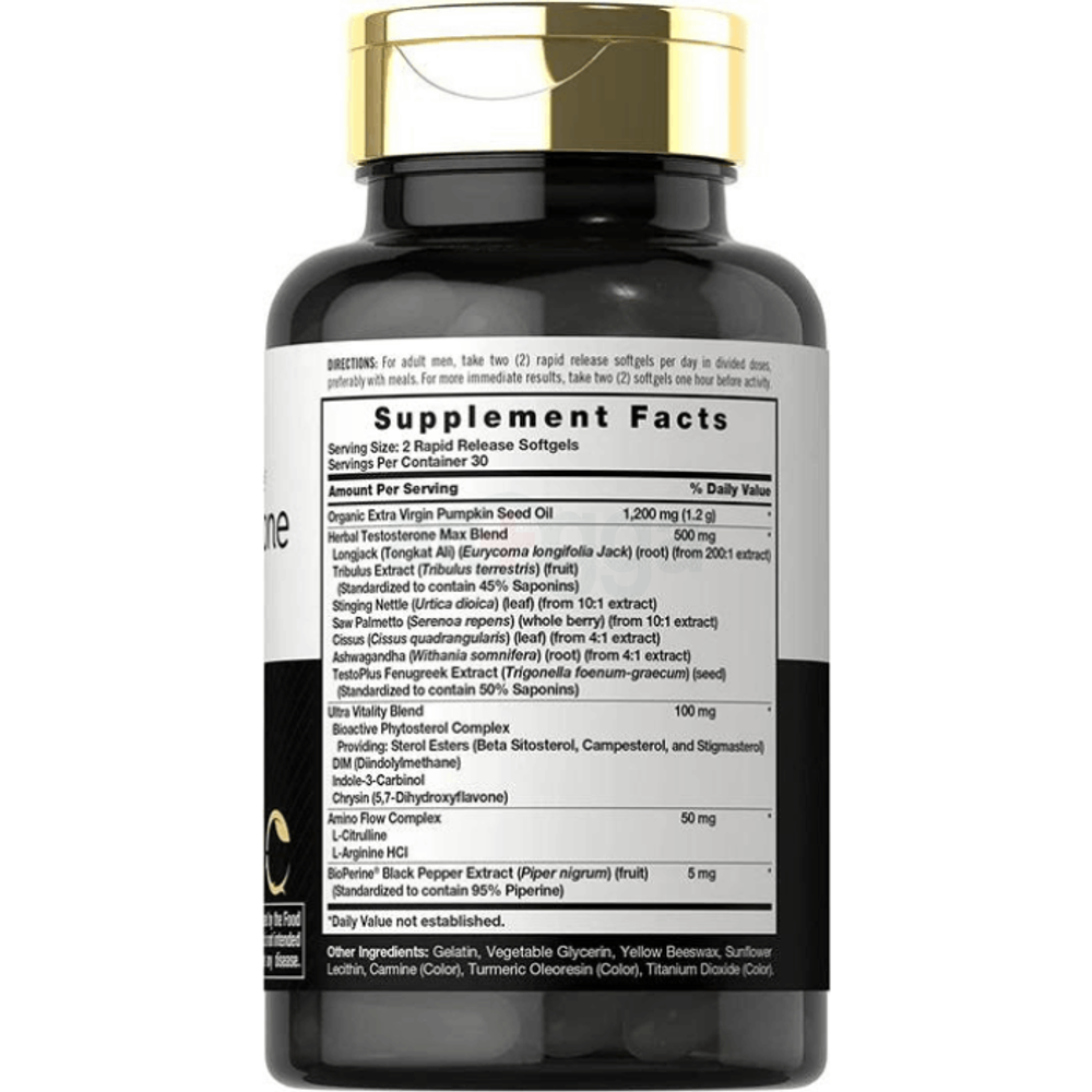 Carlyle Testosterone Power for Men 60 Rapid Release Softgels 		  