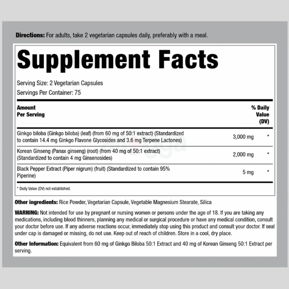 Piping Rock Panax Ginseng Capsules | 5000 mg | 150 Capsules   