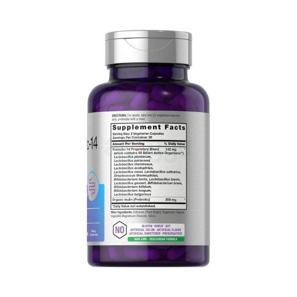 Horbäach Probiotics with Prebiotics | 60 Capsules | 50 Billion Active Organisms  