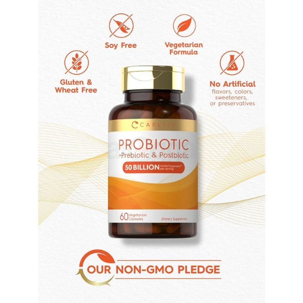 Carlyle Prebiotic, Probiotic & Postbiotic for Women and Men (50 Billion CFU) 60 Capsules  