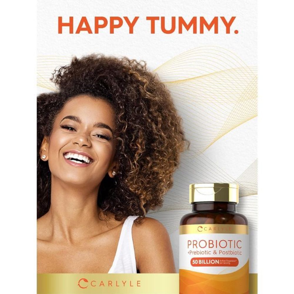 Carlyle Prebiotic, Probiotic & Postbiotic for Women and Men (50 Billion CFU) 60 Capsules  