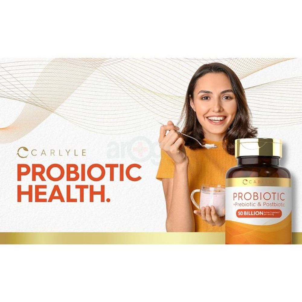 Carlyle Prebiotic, Probiotic & Postbiotic for Women and Men (50 Billion CFU) 60 Capsules  