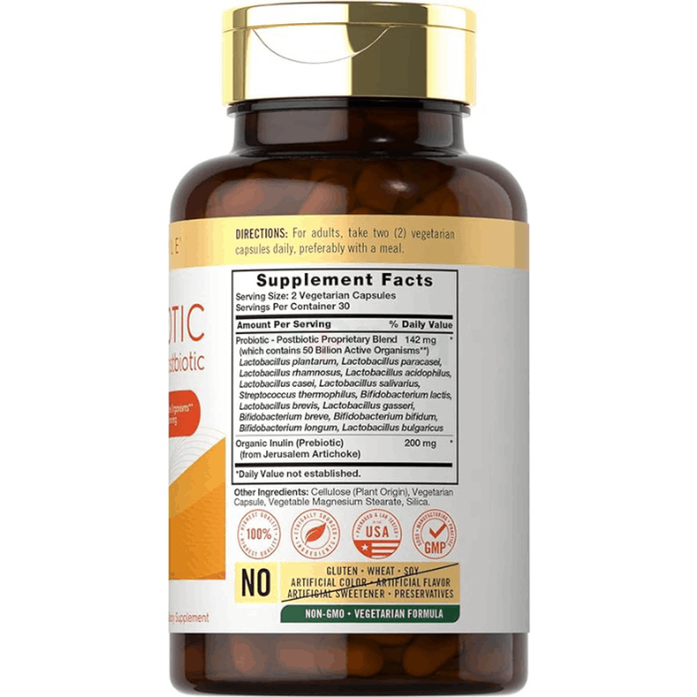 Carlyle Prebiotic, Probiotic & Postbiotic for Women and Men (50 Billion CFU) 60 Capsules  