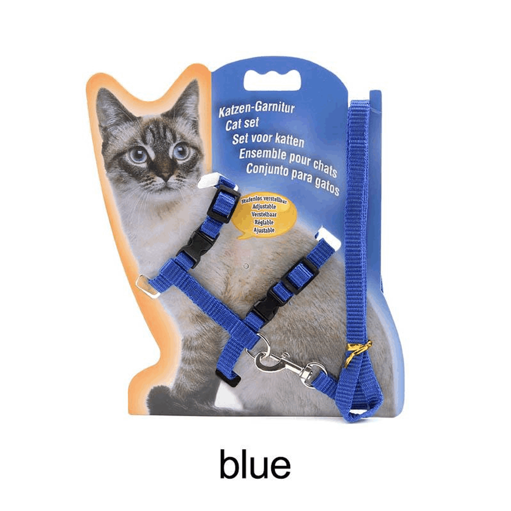 Cat & Dog Nylon I-Shape Chest Leash Traction Belt Harness Straps(Blue) - Medium  