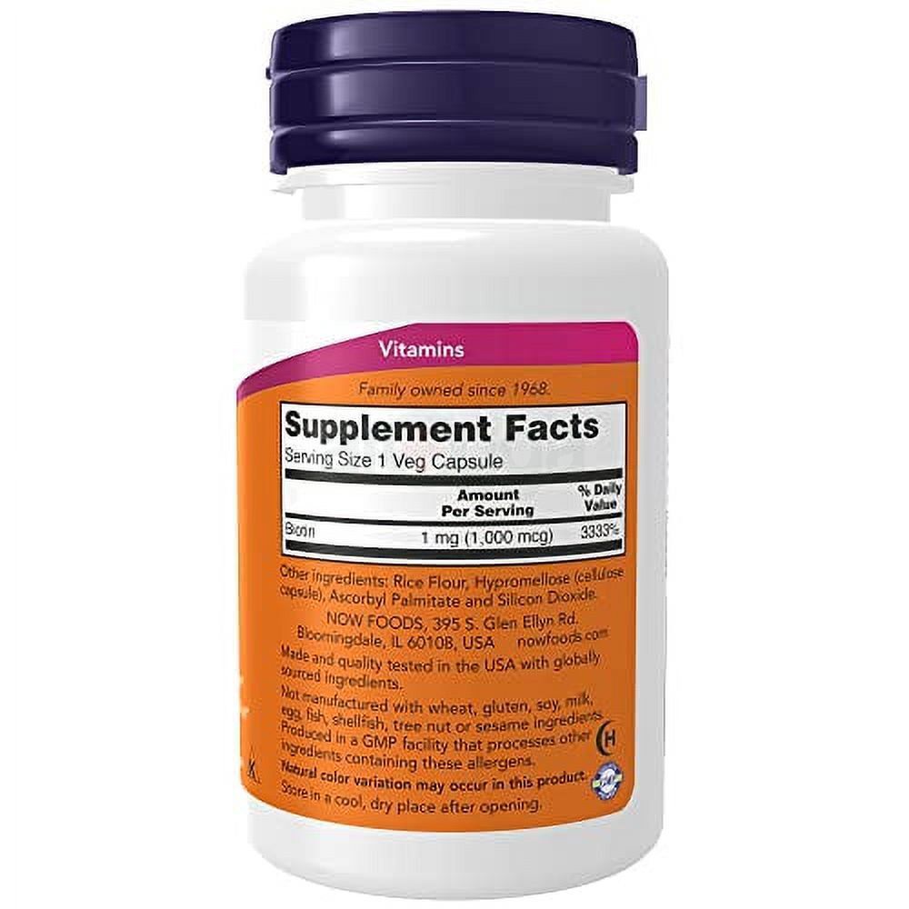 NOW Foods Supplements, Biotin 1000 mcg, 100 Capsules  