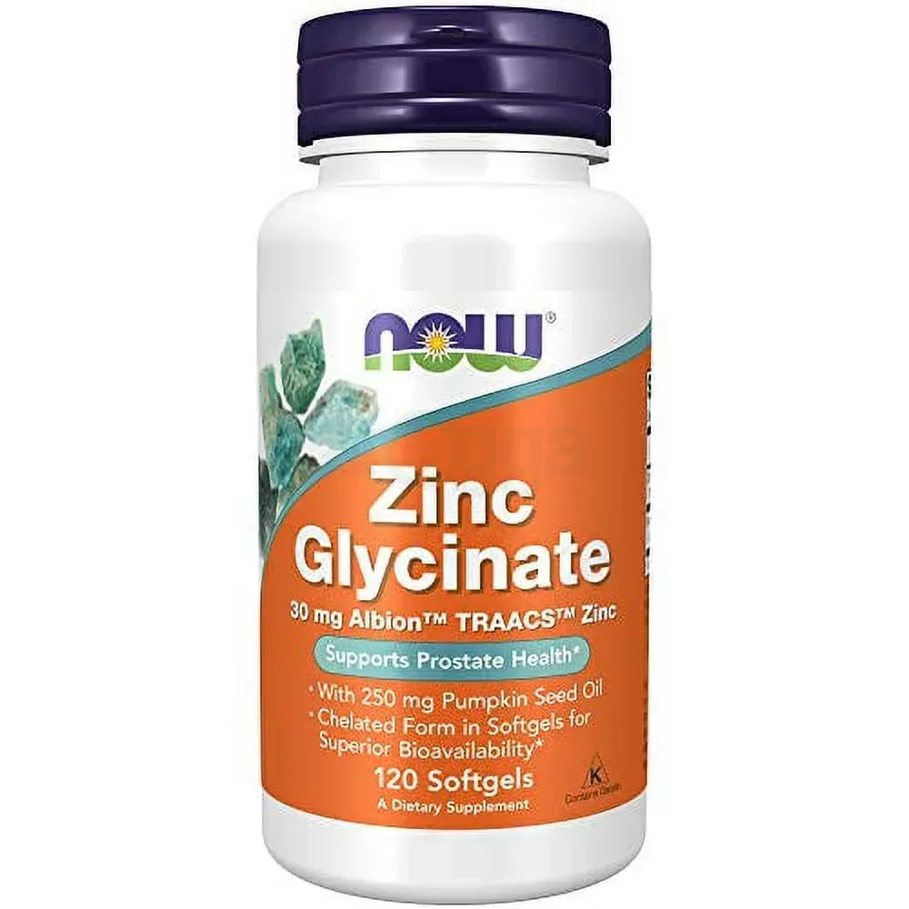 NOW Supplements, Zinc Glycinate, 120 Softgels  