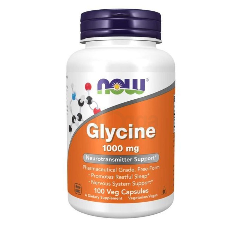 NOW Supplements, Glycine 1,000 mg Free-Form, Neurotransmitter Support*, 100 Veg Capsules  