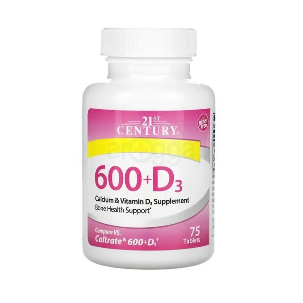 21st Century, 600+D3, Calcium & Vitamin D3 Supplement, 75 Tablets  