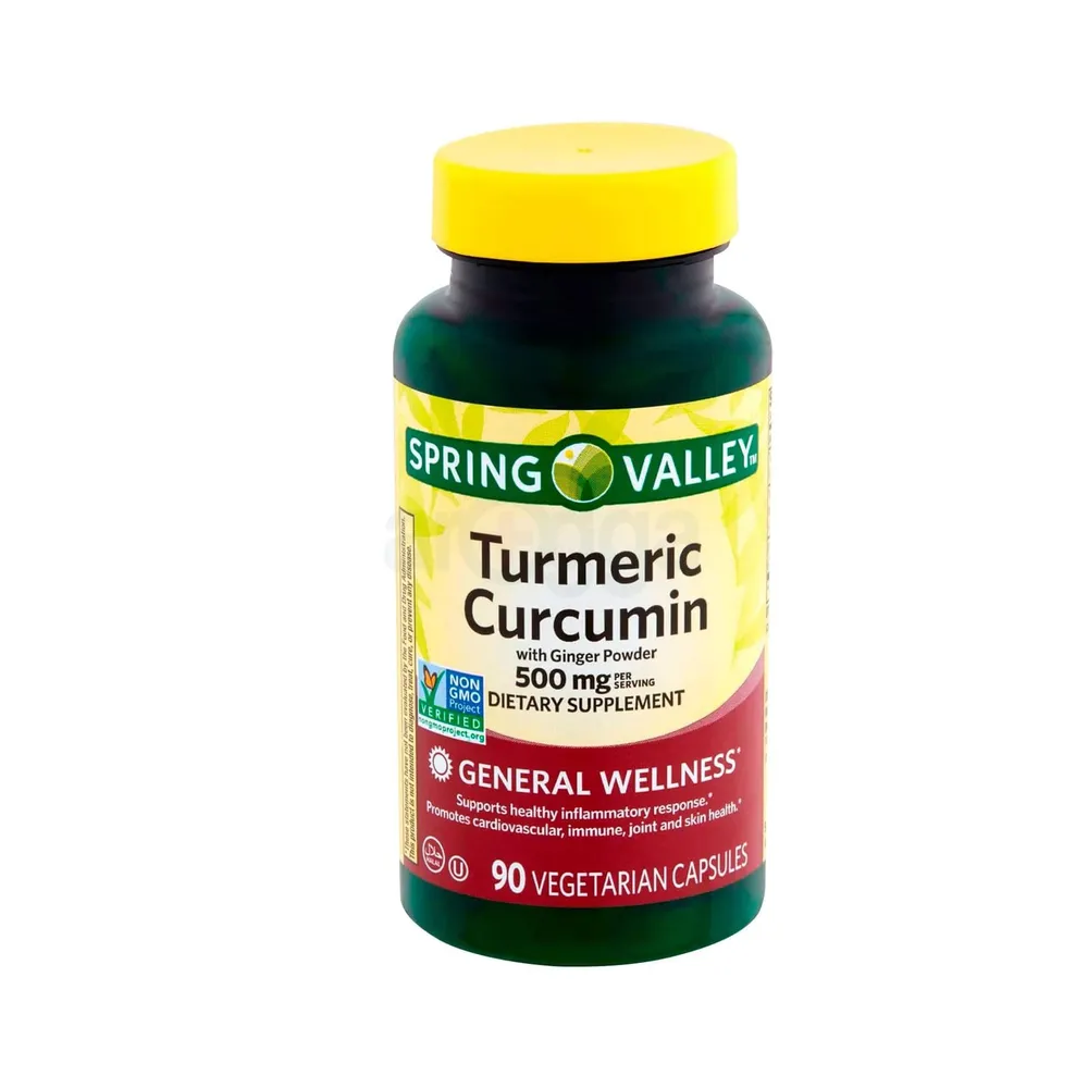 Spring Valley Turmeric Curcumin with Ginger Powder Dietary Supplement, 500 mg, 90 Ct + “Vitamins & Minerals - A to Z - Better Idea Guide©” (1 Pack 90 Ct)  