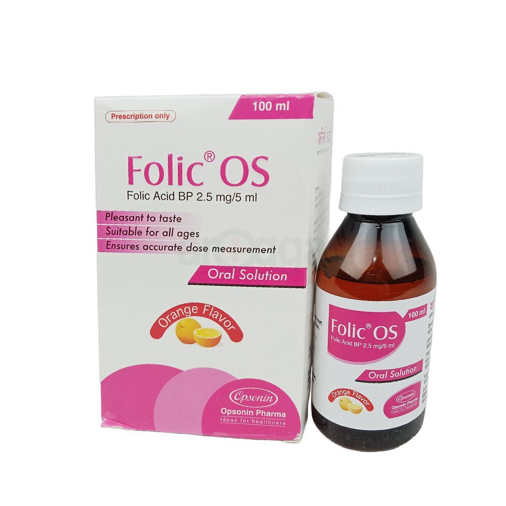 Folic OS Oral Solution 2.5mg/5ml syrup