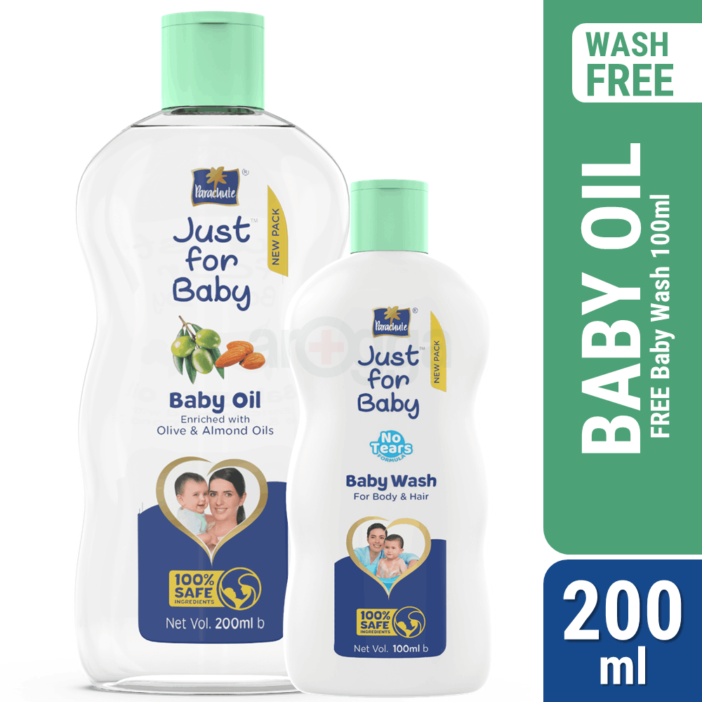 Parachute Just for Baby - Baby Oil 200ml (Baby Wash 100ml FREE)  