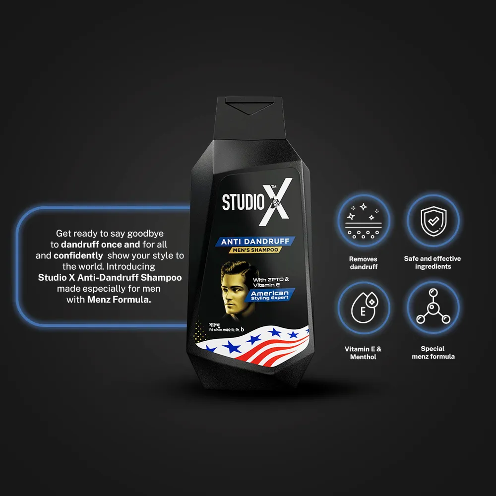 Studio X Anti Dandruff Shampoo for Men 355ml (50ml Facewash Free)  