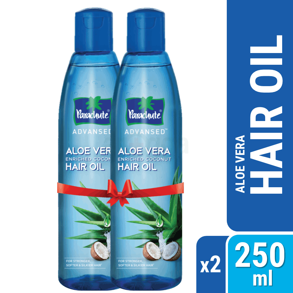 Parachute Hair Oil Advansed Aloe Vera Enriched Coconut 250ml Pack of 2 (250ml x 2)  