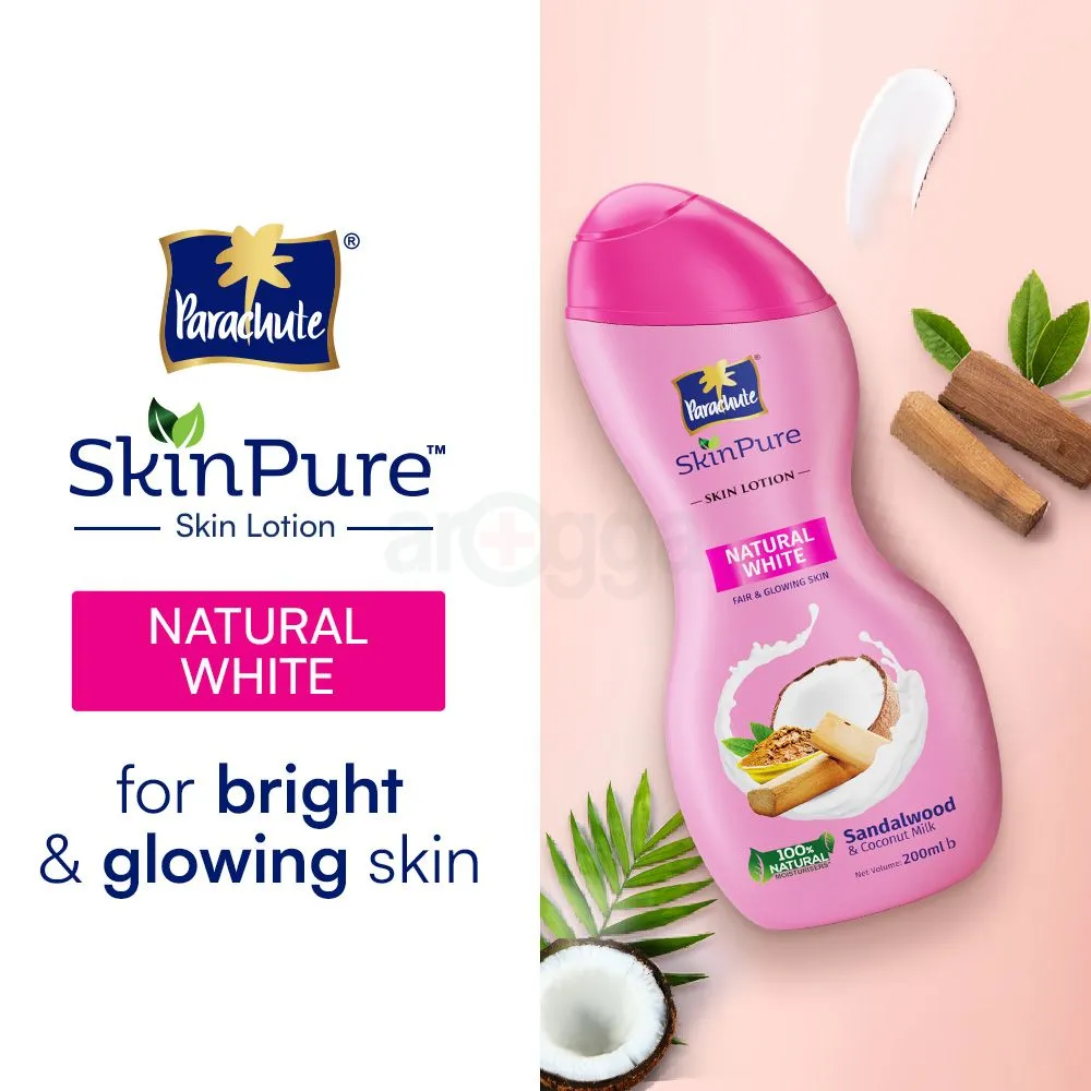 Parachute SkinPure Skin Lotion Natural White 300ml (100ml Natural Moisture Lotion Free)  