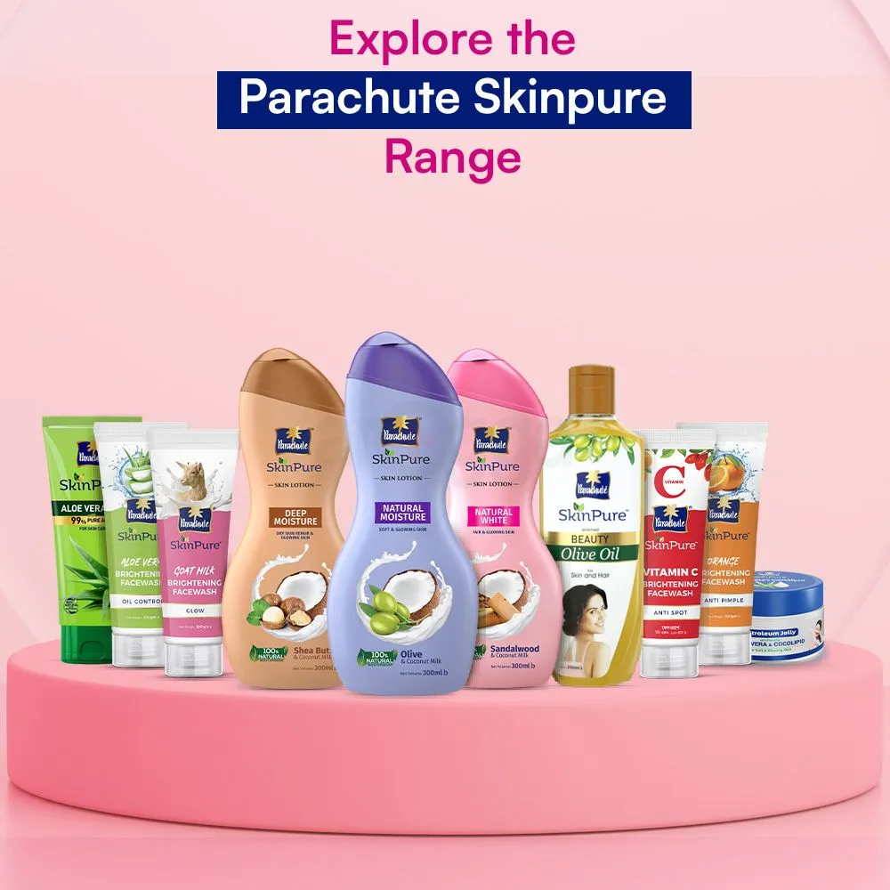 Parachute SkinPure Skin Lotion Natural White 300ml (100ml Natural Moisture Lotion Free)  