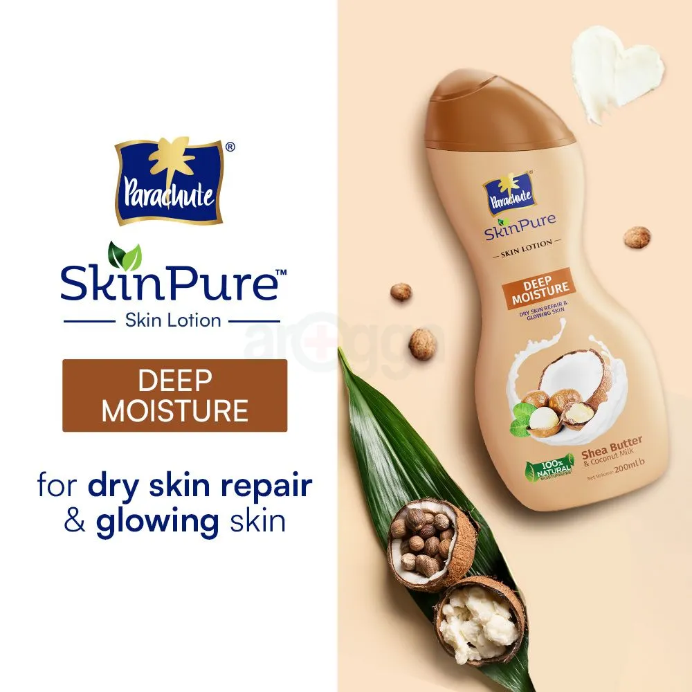 Parachute SkinPure Skin Lotion Deep Moisture 200ml (50ml Petroleum Jelly Free)  