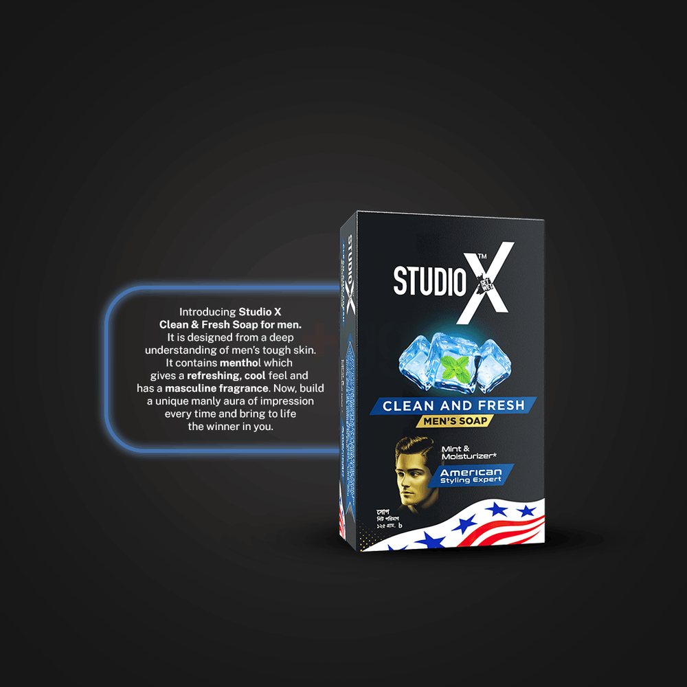 Studio X Clean & Fresh Soap For Men Combo Pack (125gm x 3)  