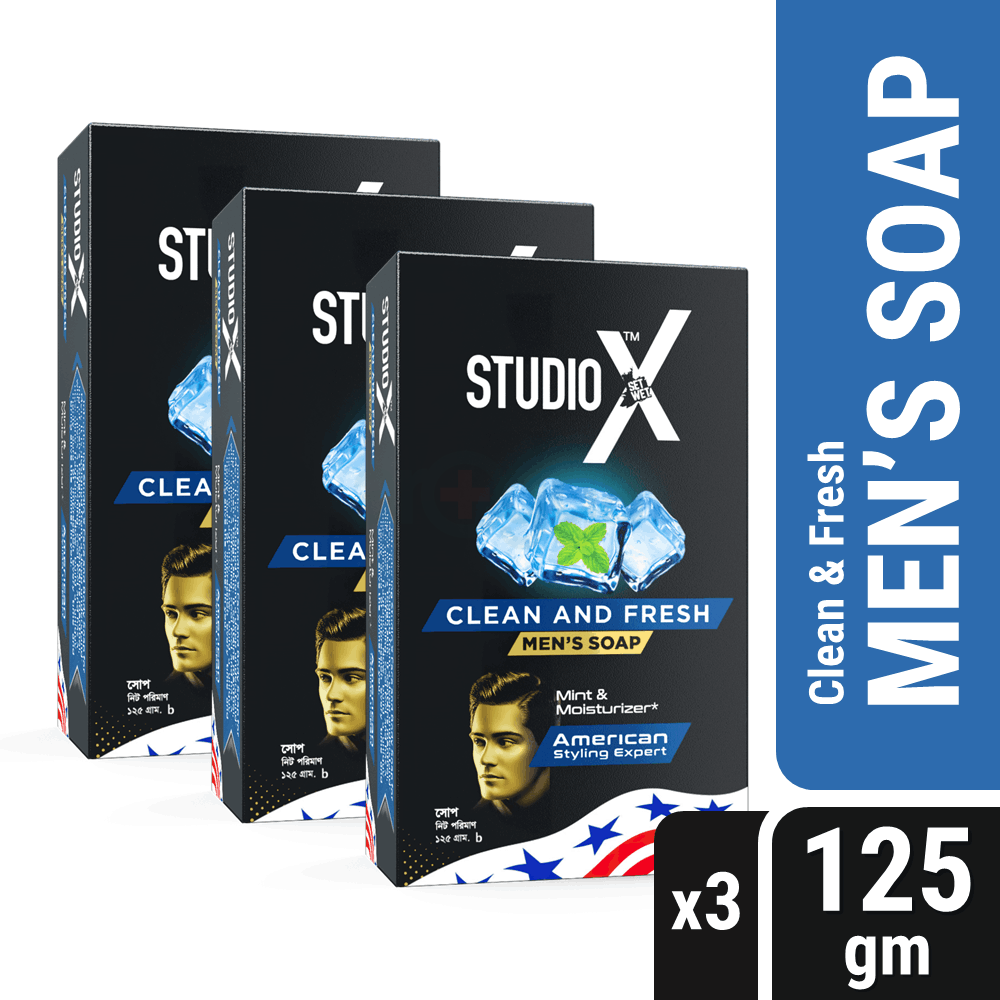 Studio X Clean & Fresh Soap For Men Combo Pack (125gm x 3)  