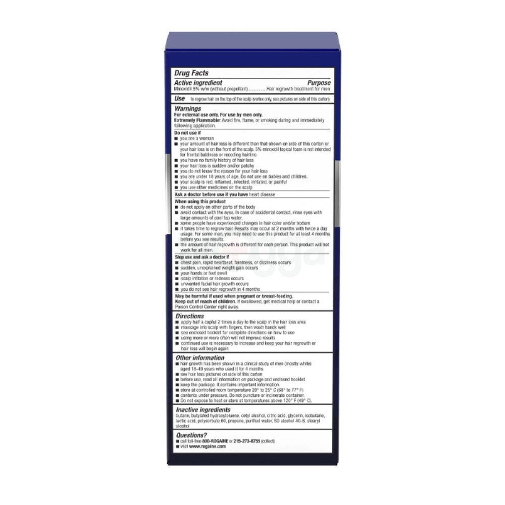 Men's Rogaine 5% Minoxidil Topical Aerosol Hair Regrowth Treatment Reactivates Easy - To -Use Foam 60gm  