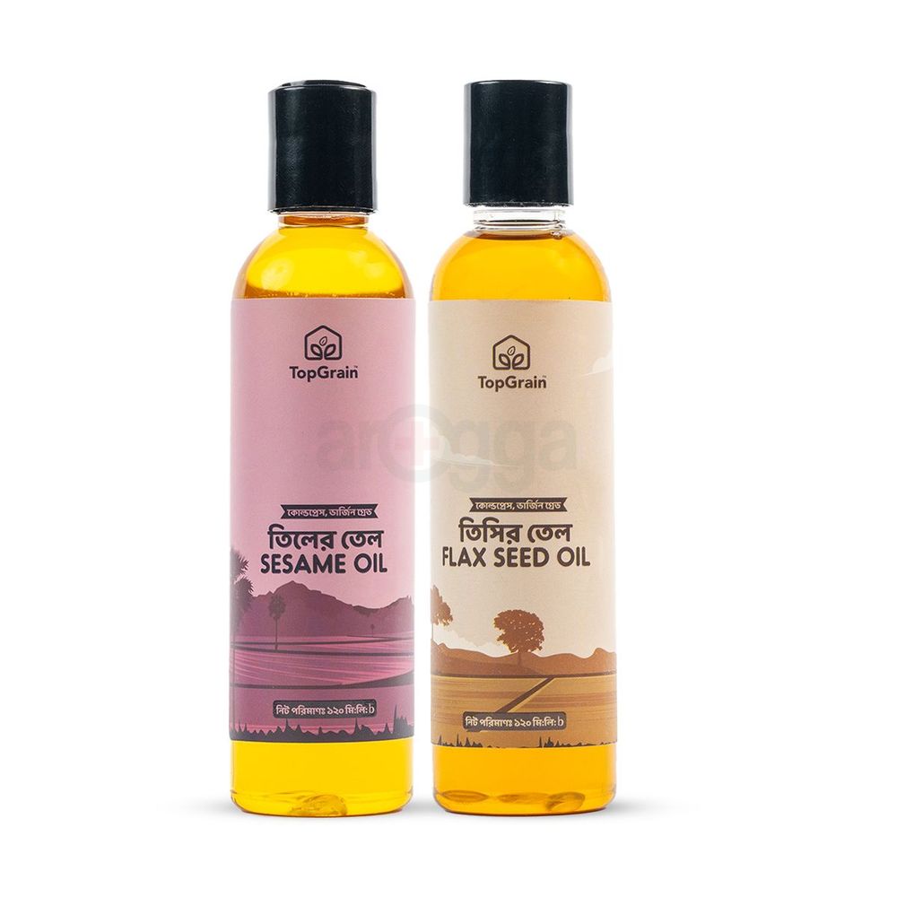 TopGrain Sesame Oil 120ml with Flaxseed Oil 120ml Combo  